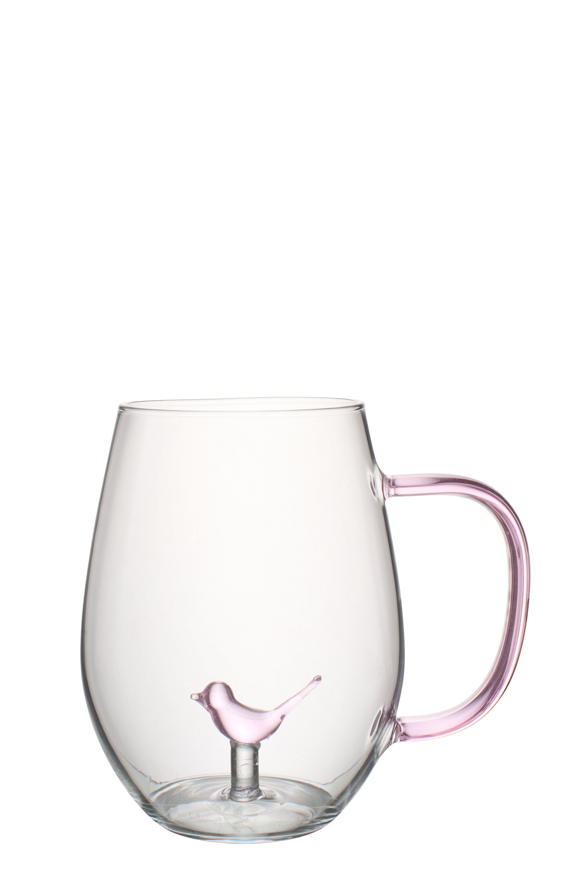 J-Line glas Vogel met Handvat - glas - lichtroze/transparant