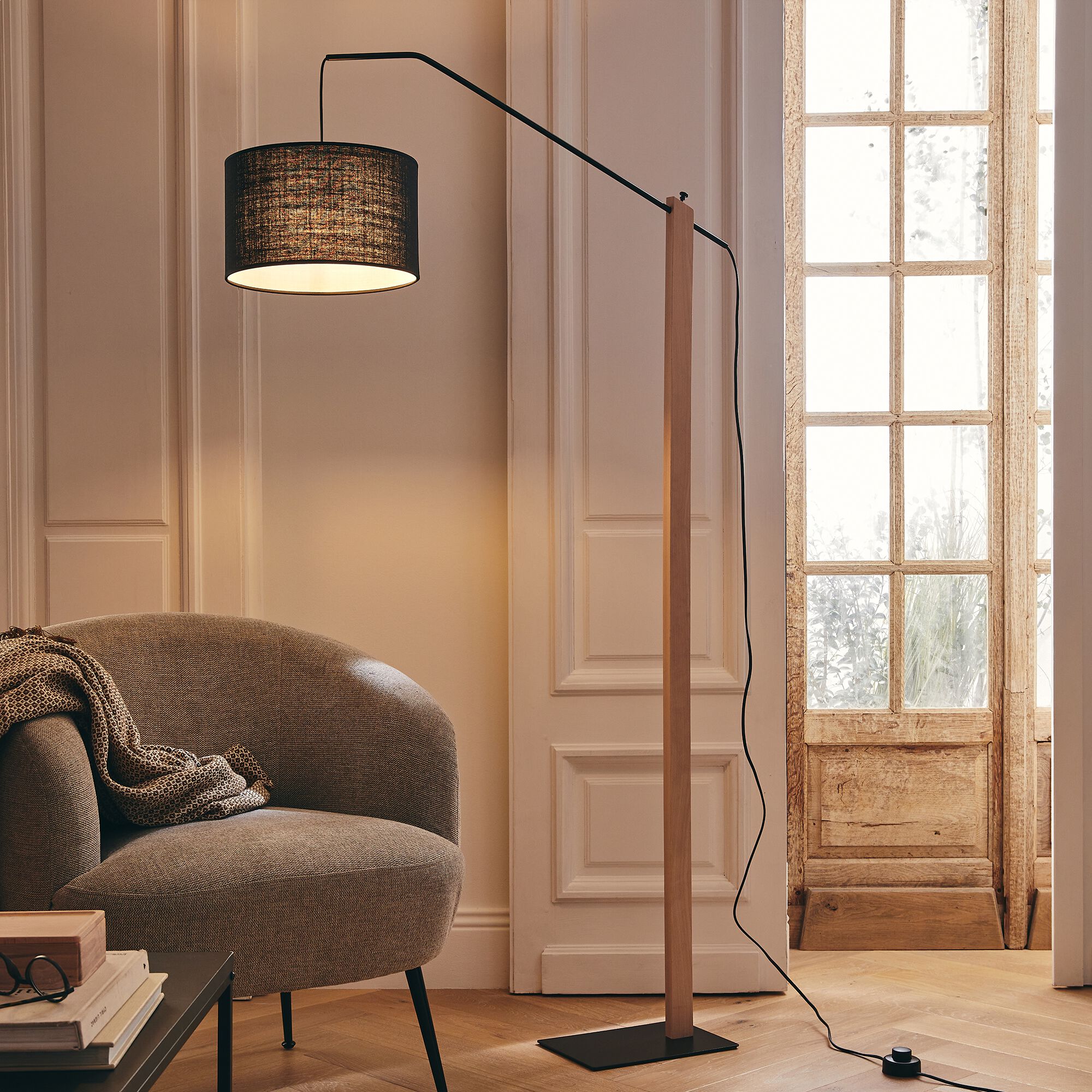 MISTRAL - Abat-jour en coton D30cm - noir calabrun