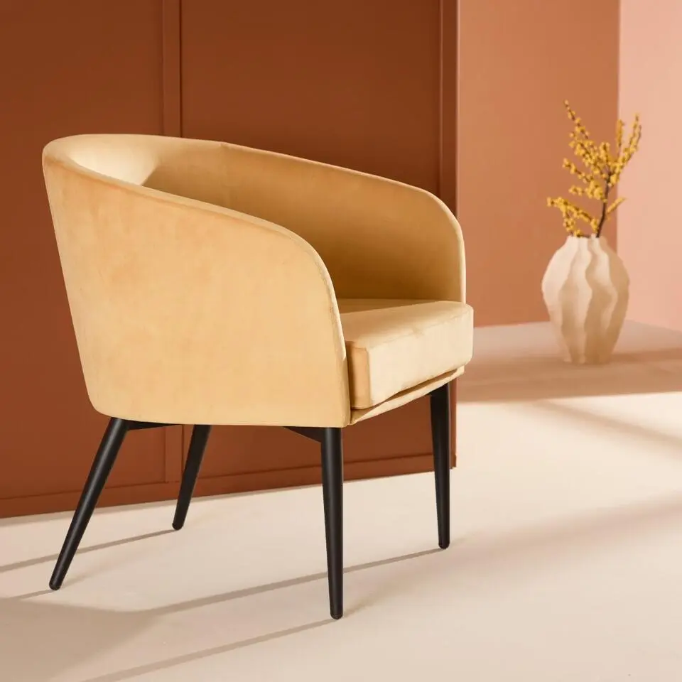 Fauteuil Geel Velvet - 66x64x70cm - Fluffy