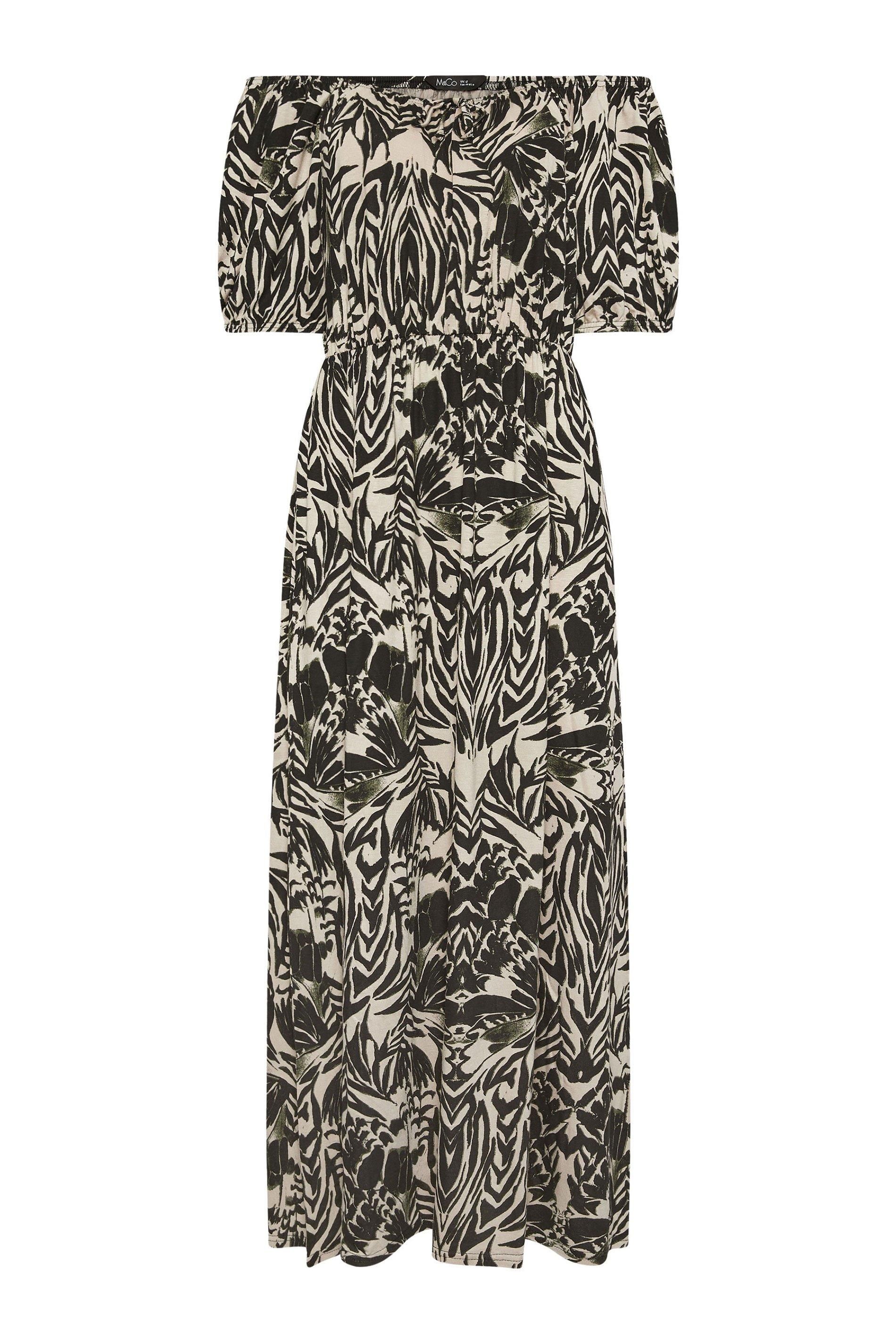 M&Co Abstract Print Bardot Dress