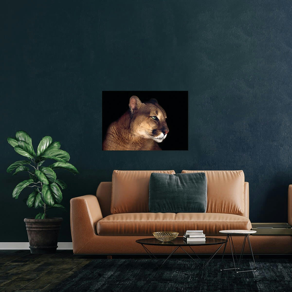 ANIMAUX - Tableau sur verre portrait puma 45x65 cm