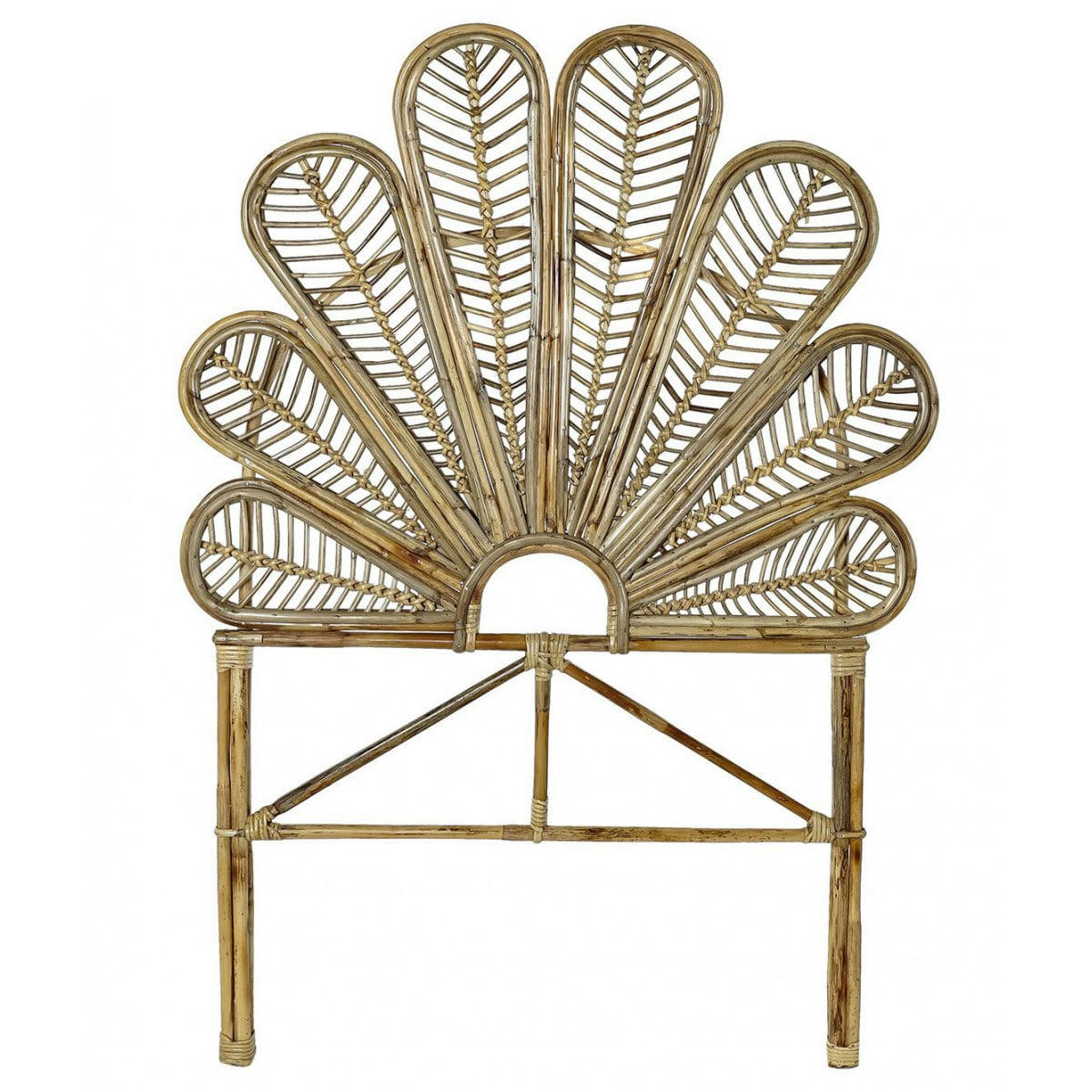 - Tête de lit demi-lune rotin 90x4x128cm