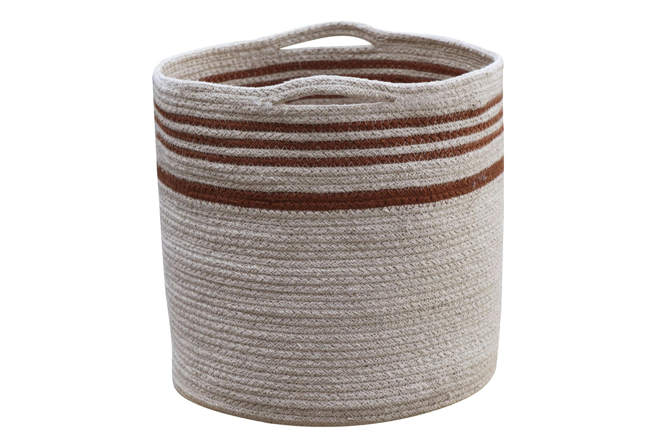 REVERSIBLE - Panier en coton marron Ø30x30