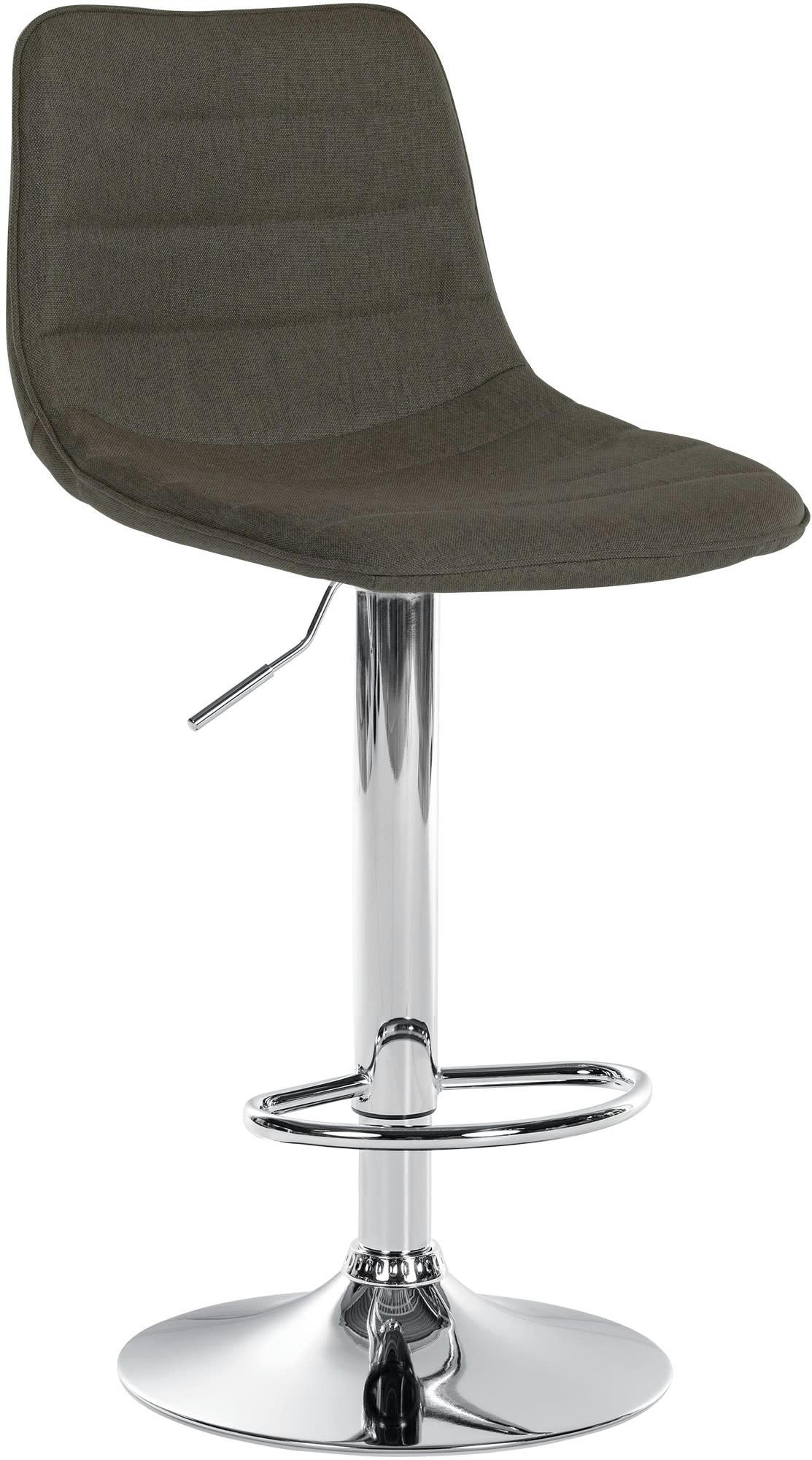 LEX - Tabouret de bar ajustable pivotant en tissu Taupe