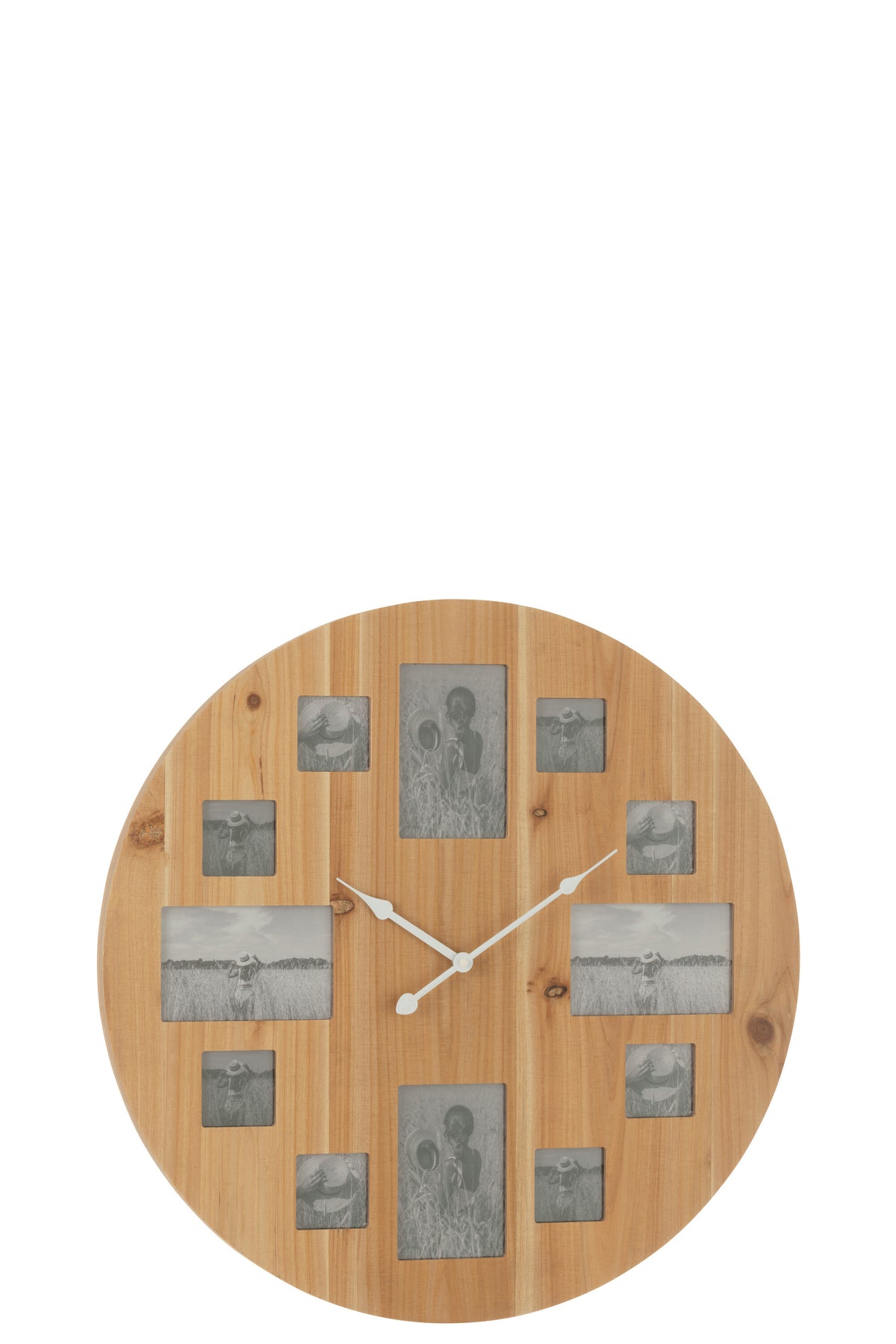 J-Line klok Foto - hout - naturel - Ø 60 cm