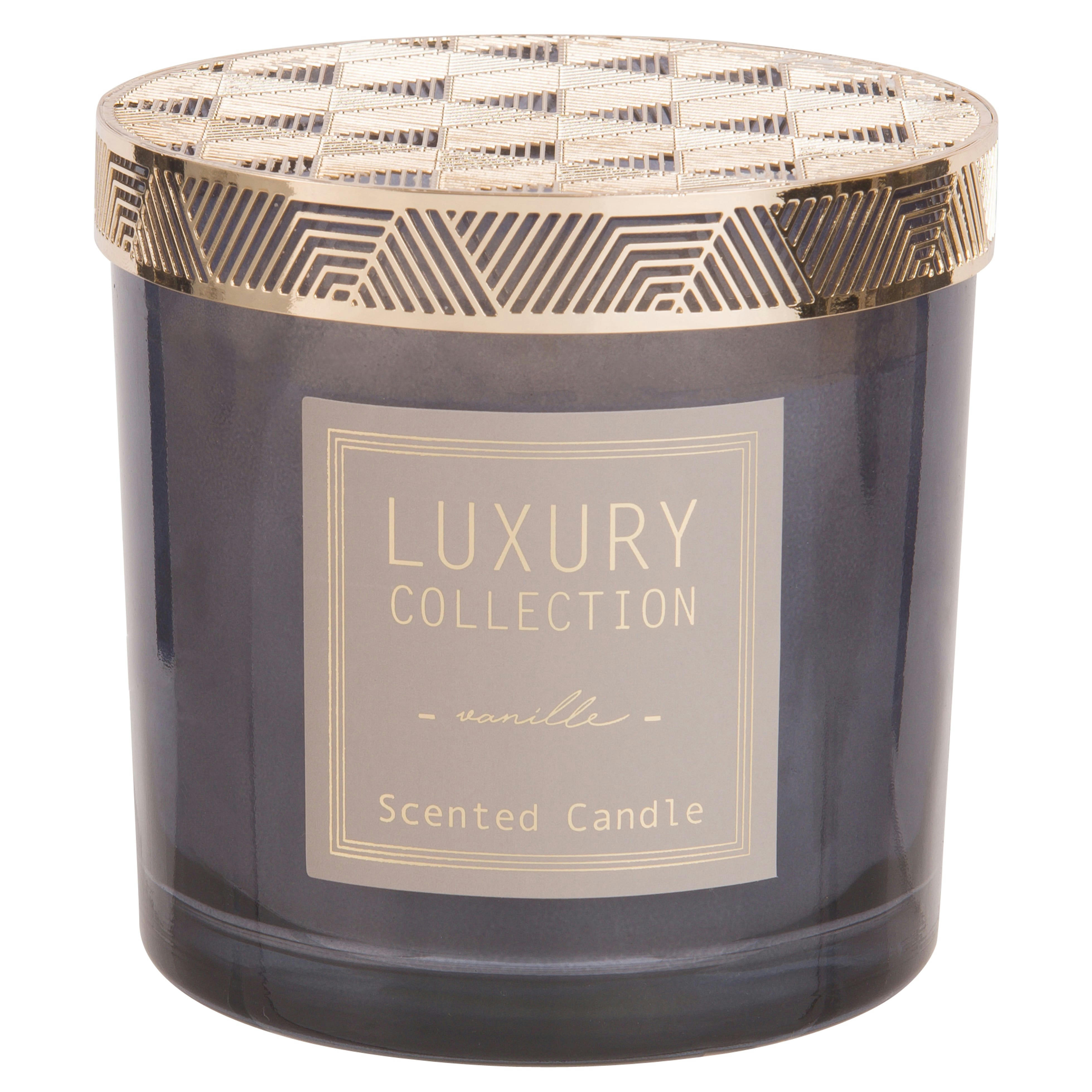 - Bougie parfumée en verre gris et métal doré 350g