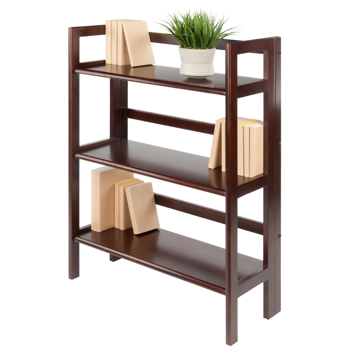 Terry Stackable 3-Tier Foldable Shelf, Walnut - 27.8 x 11.5 x 38.54 inches