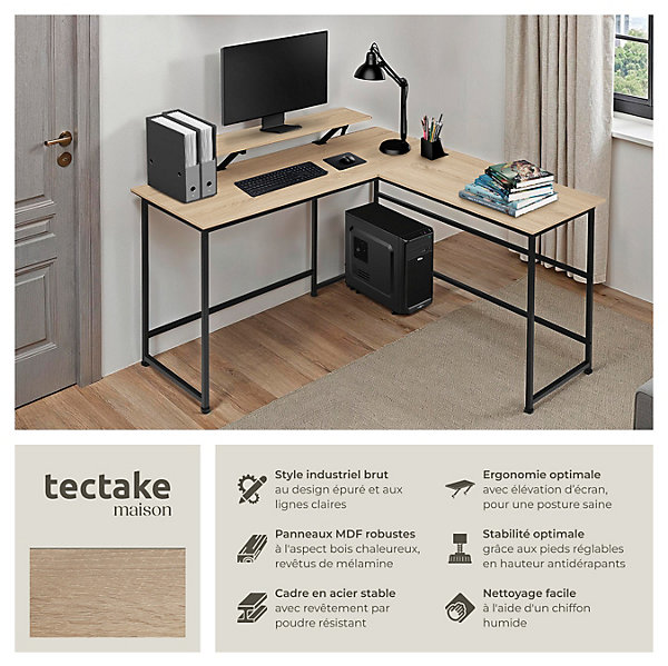Bureau Style industriel avec Fixation du moniteur coulissant