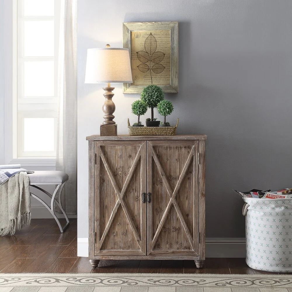 Fleetwood Wash Brown X-front Cabinet with 2 Swing Doors