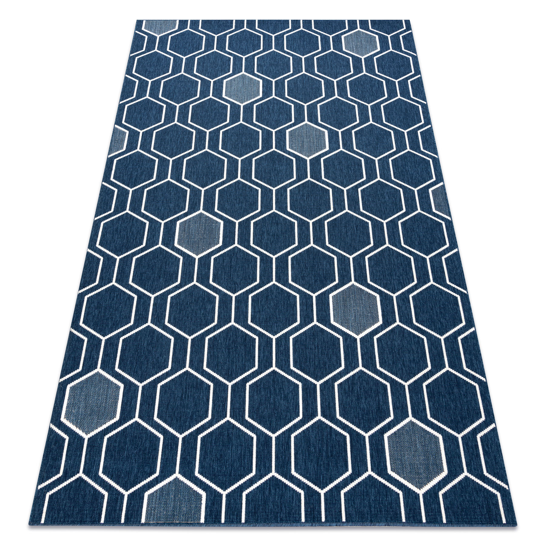 Dywan SPRING 20404994 Hexagon sznurkowy, pętelkowy - niebieski 80x150 cm