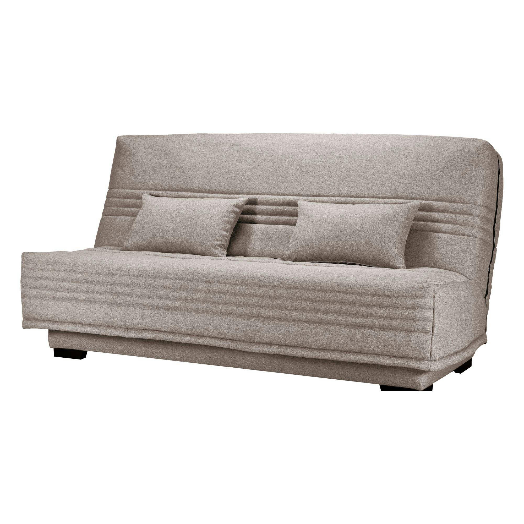 GUIDEL - Banquette clic-clac, matelas 17 cm en tissu polyester taupe