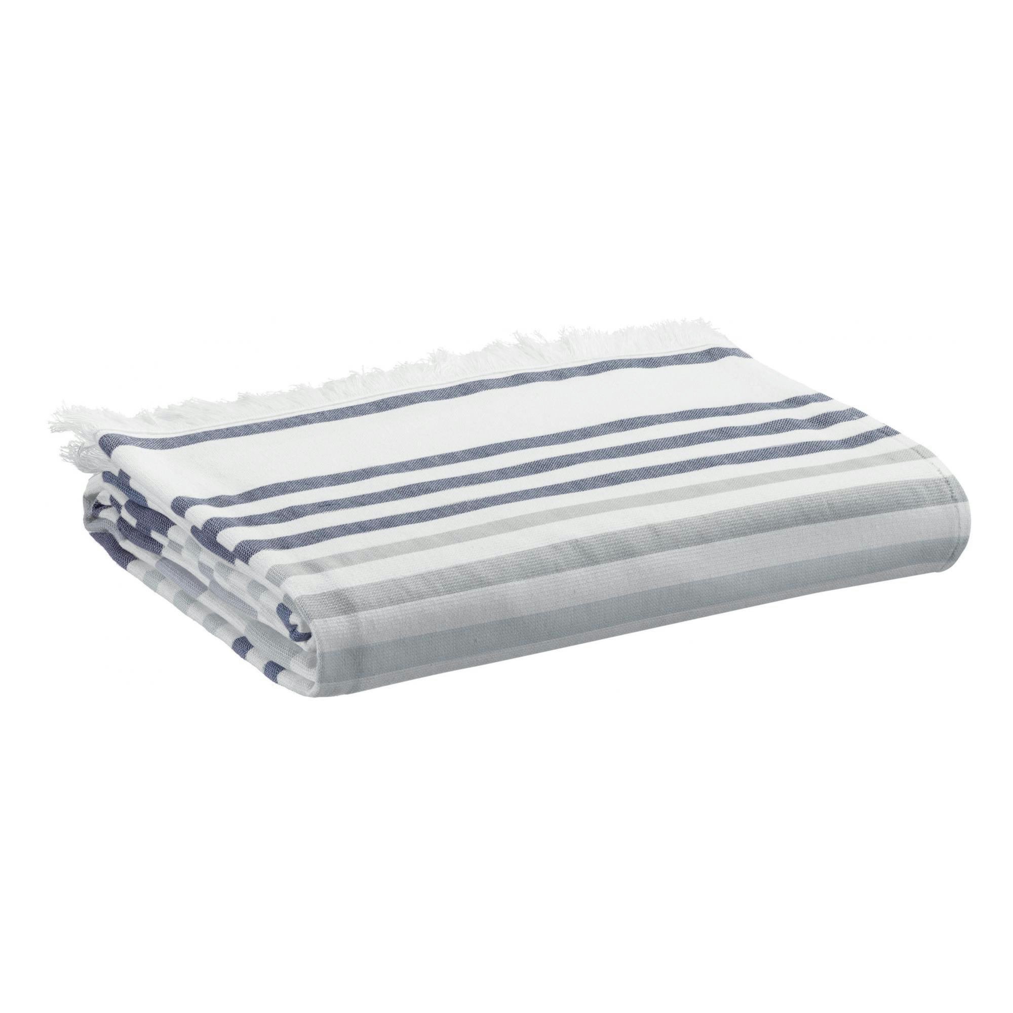 SAMOA - Drap hammam recyclé  en coton marine 100 x 200