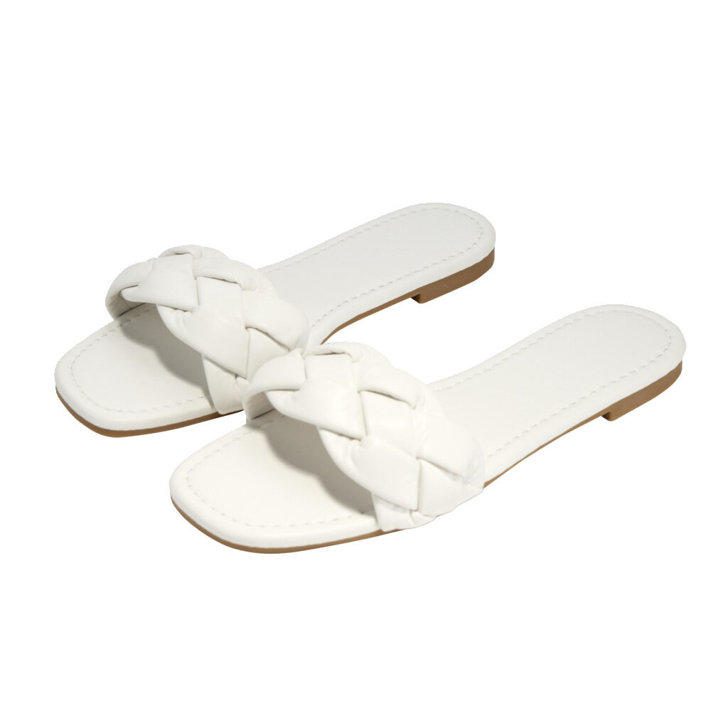 Sandales femme tressées simili blanc 37/38