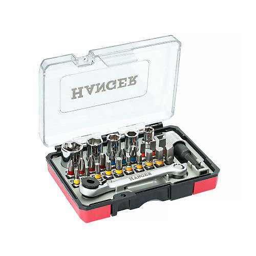 Coffret douilles 1/4''   embouts de vissage 27 pièces - HANGER - 250015