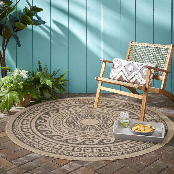 Dywan sznurkowy Comilla ornament beż-antracyt 120 x 120 koło