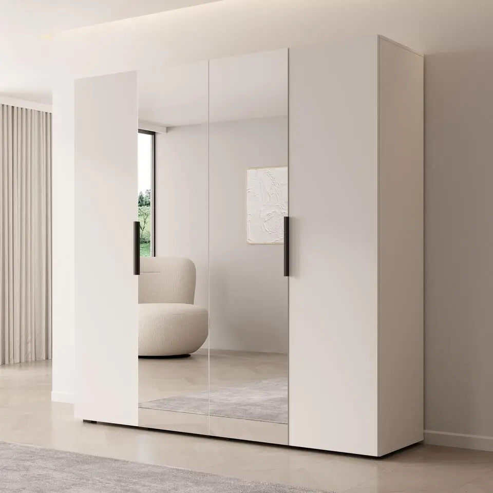 Meubella - Kledingkast Marquesa - Wit - 200 cm - Met spiegel