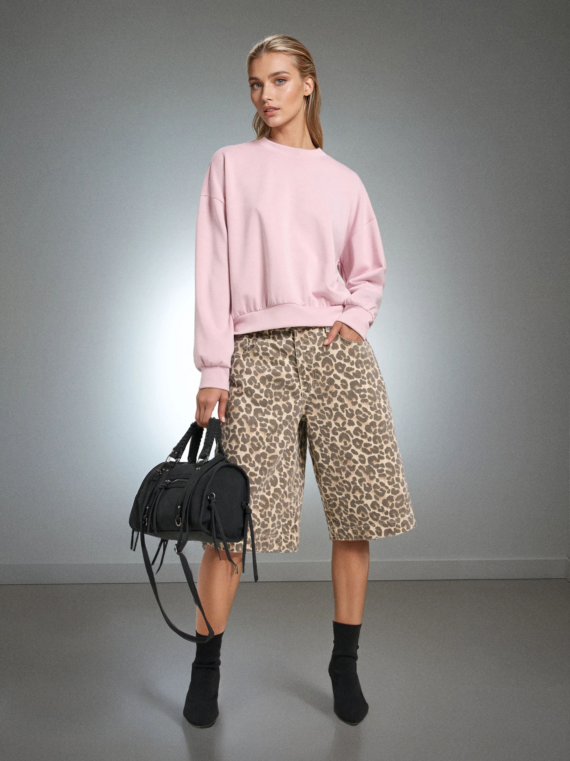 Gładka bluza z długim rękawem soft touch