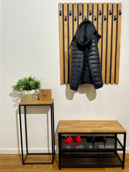 Szafka na buty loftowa dębowe siedzisko 80cm