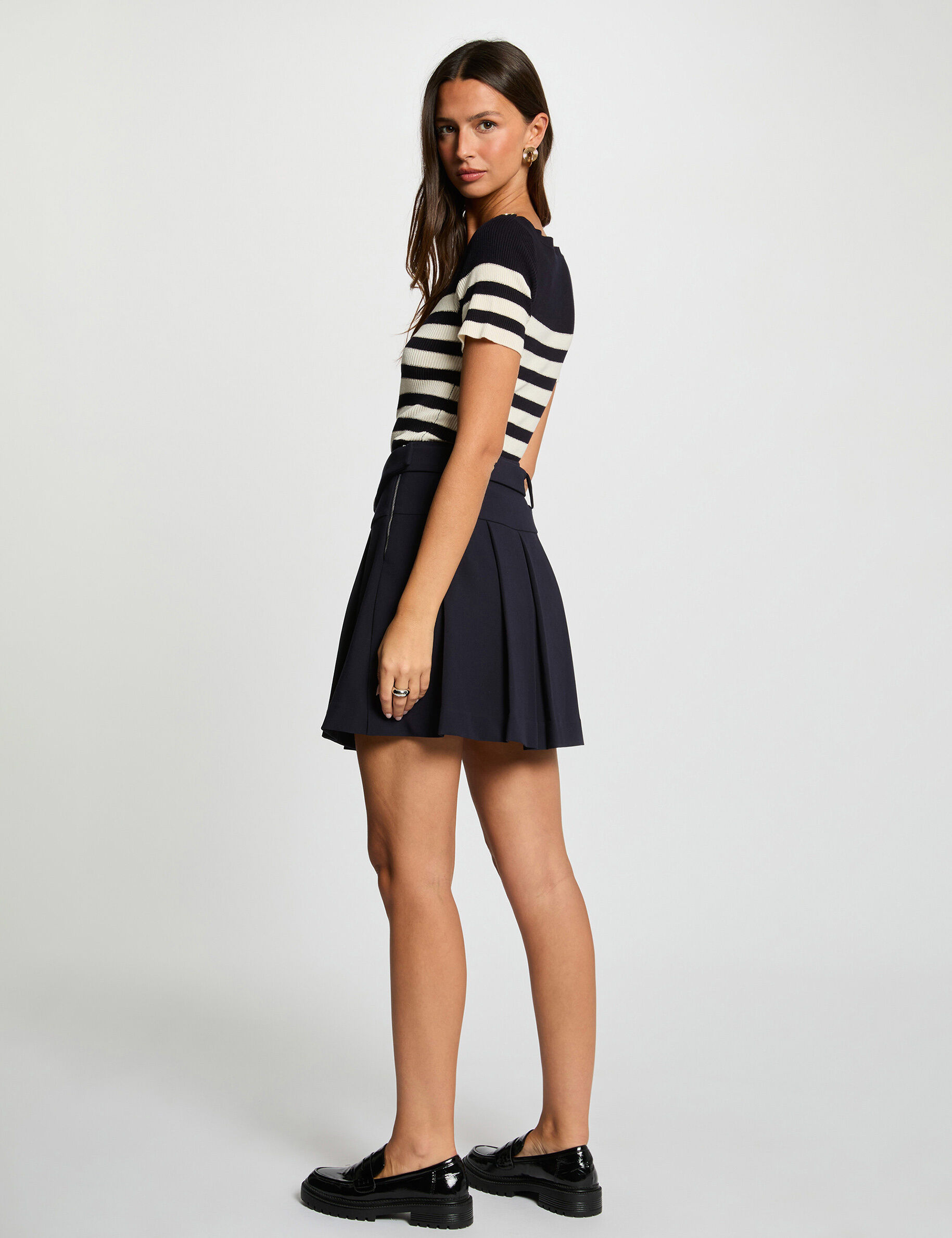 Stripped Jumper Round Neck Navy Blue Women