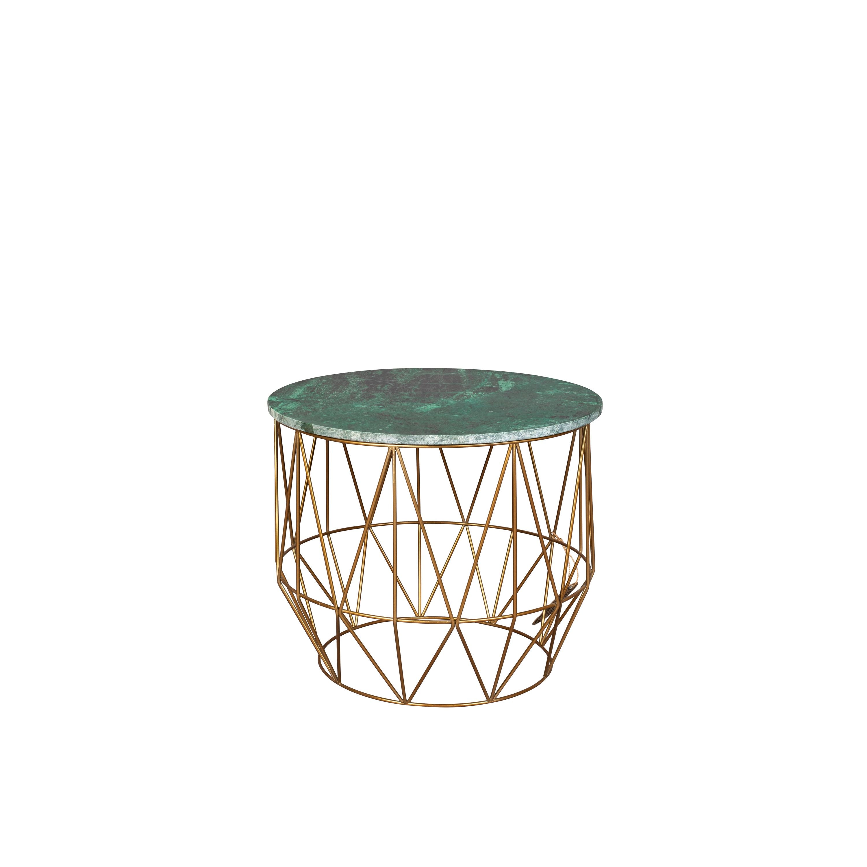 Dutchbone Boss Bijzettafel Rond 51 cm Marmer Groen/ Goud