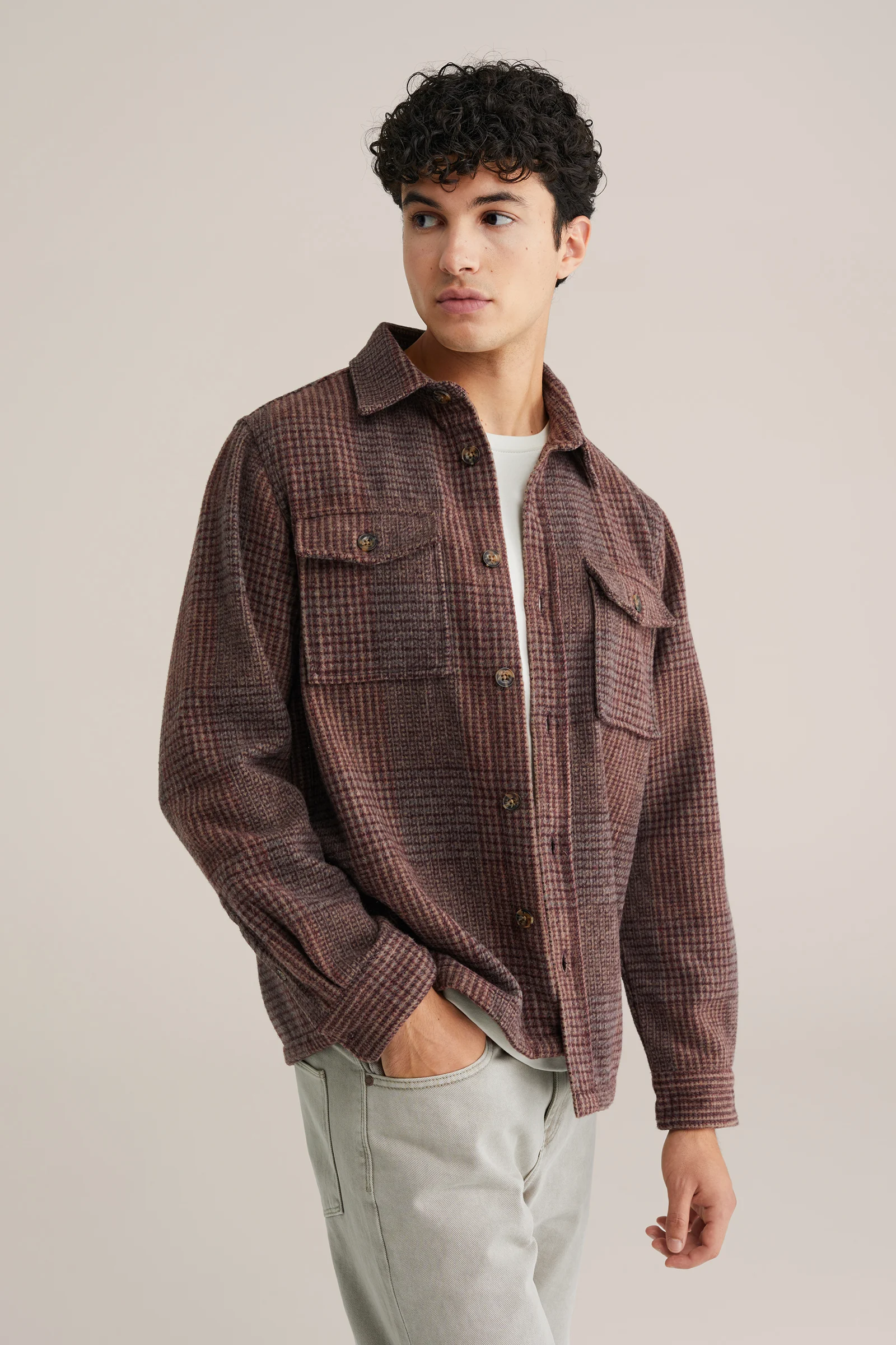 Heren boxy fit overshirt met ruit