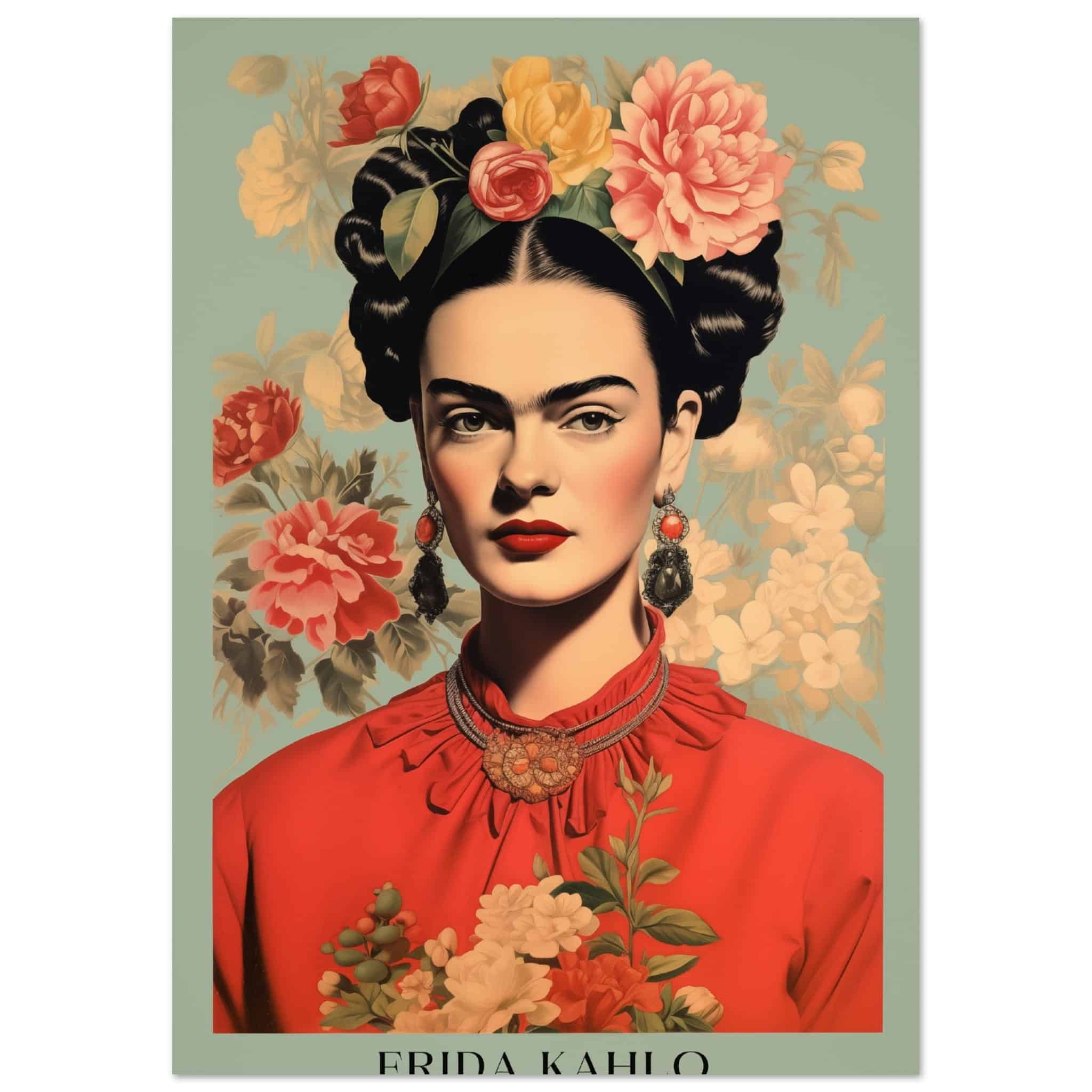 Artfulprints Poster Frida Kahlo - Botanical portrait  - A4 21x29.7 cm - Meerkleurig