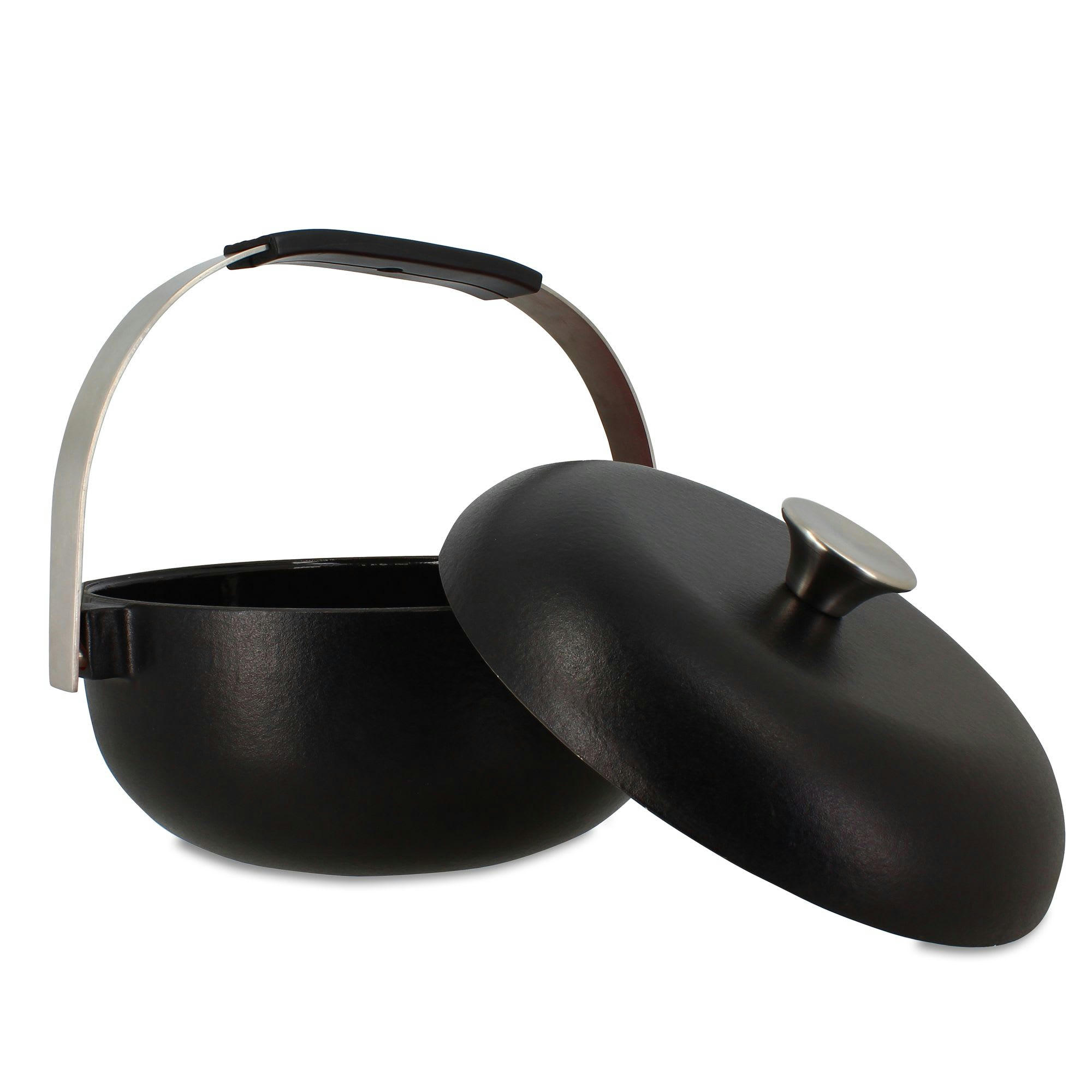 OLAF - Cocotte en fonte noire Ø24cm avec anse en acier inoxydable