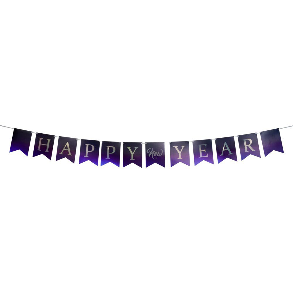 Bannière happy new year 300cm violet