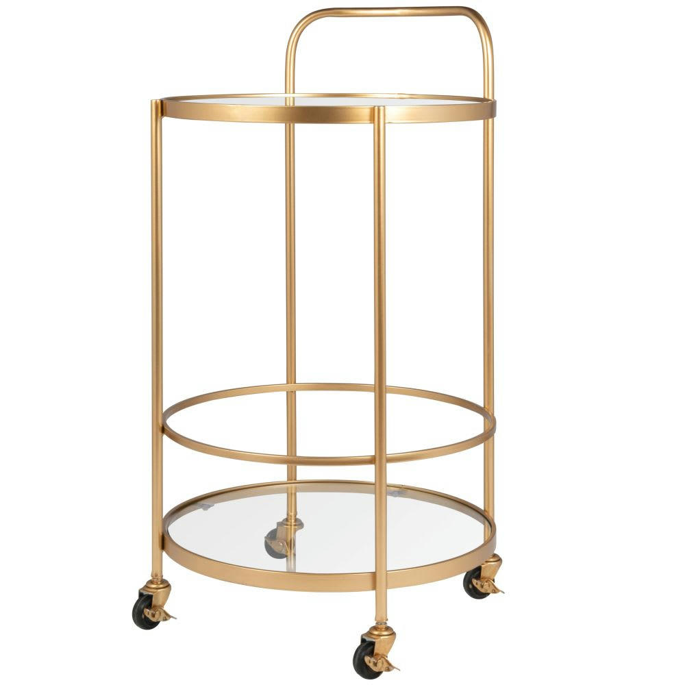 PAOLA - Desserte en verre et métal doré