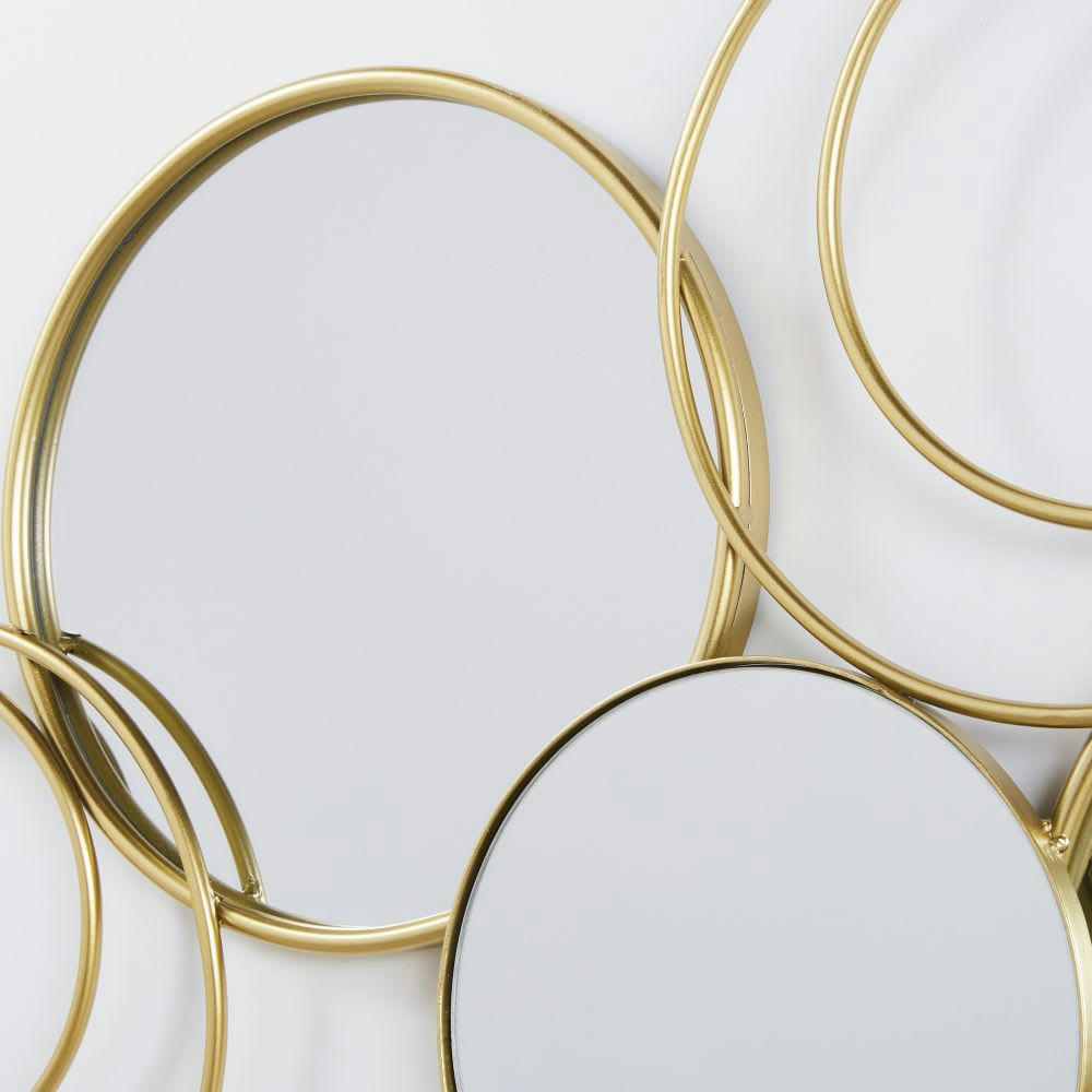 RONDINARIA - Déco murale en miroir et métal doré 128x60