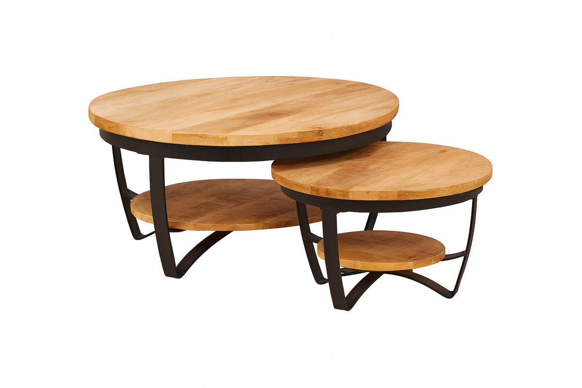StarFurn Salontafel Paras - Rond Naturel Hout - 70x70x35cm