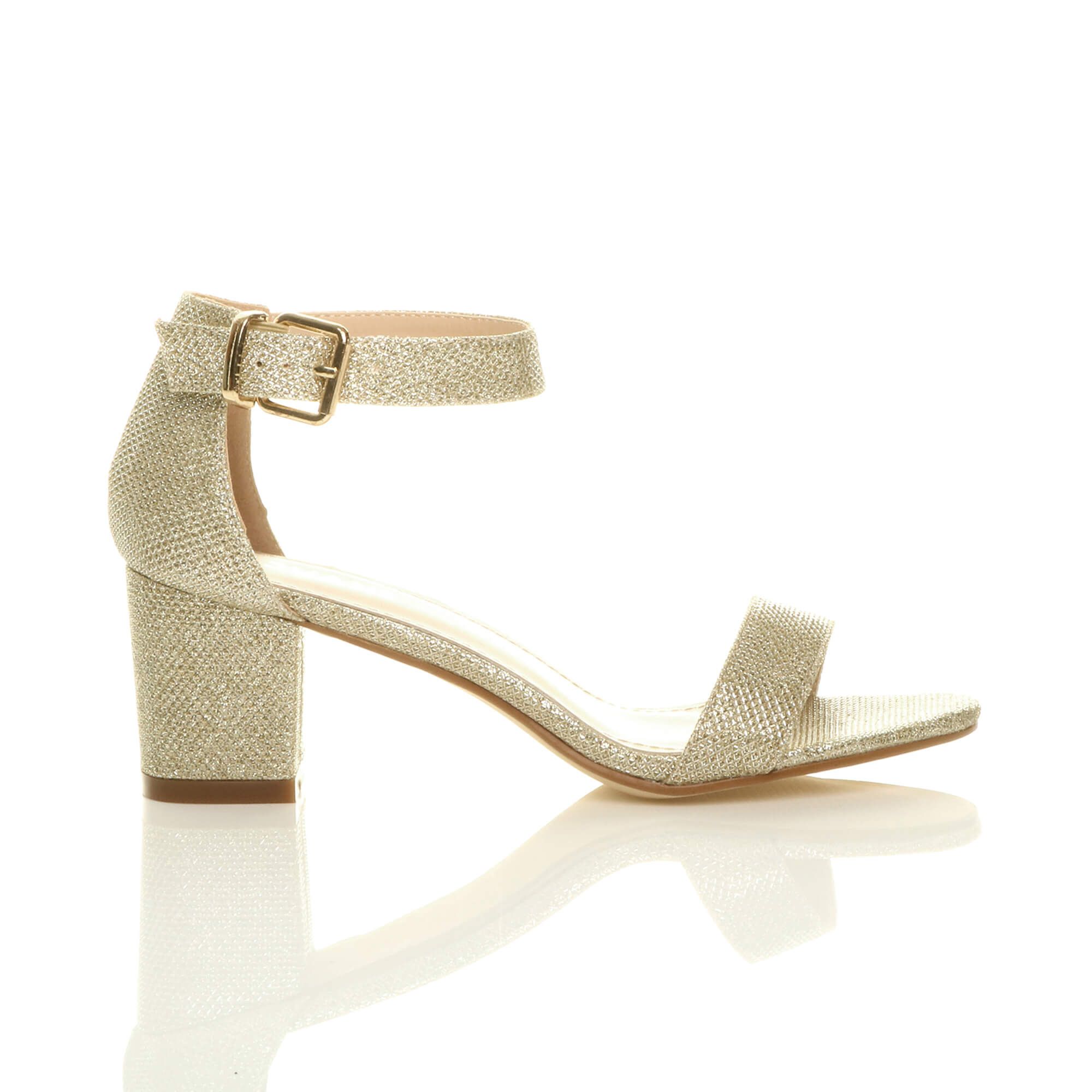 AJVANI Mid Block Heel Ankle Strap Sandals