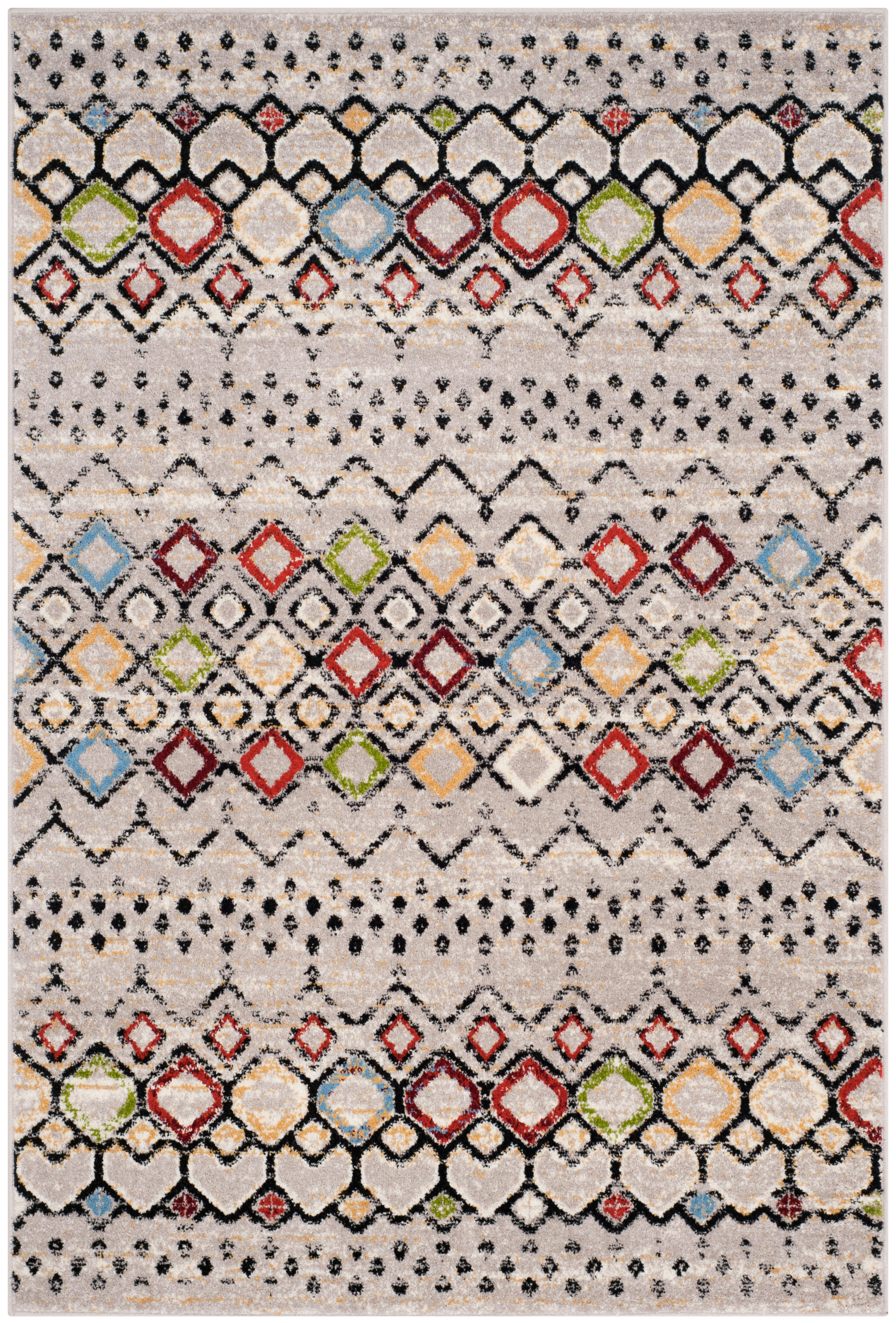 AMSTERDAM - Tapis de salon interieur en gris clair & multi, 155 x 229 cm