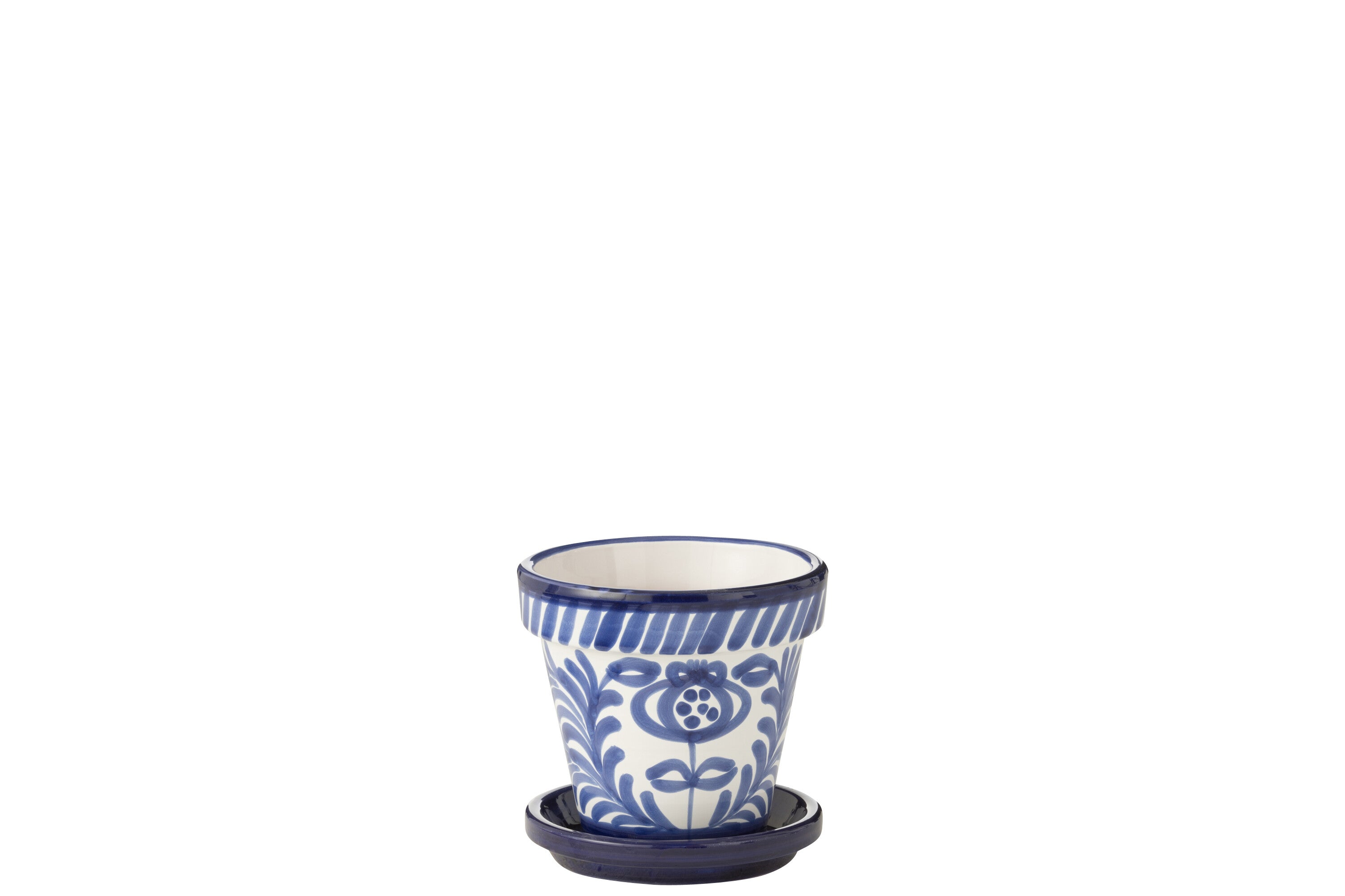 J-Line bloempot Granada Handmade + Painted - keramiek - blauw - small