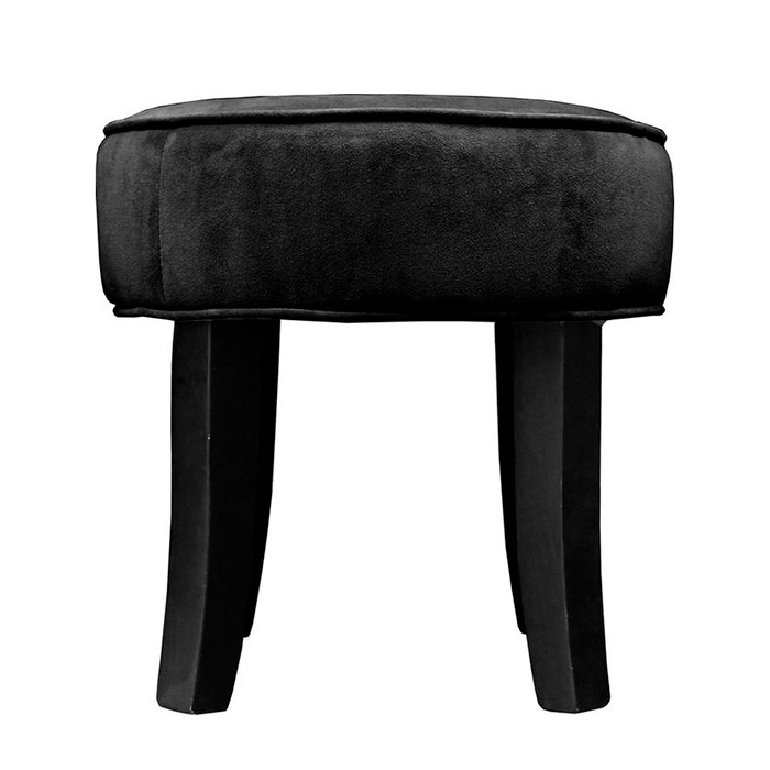 Tamborete ADRIEL preto de veludo 35cm