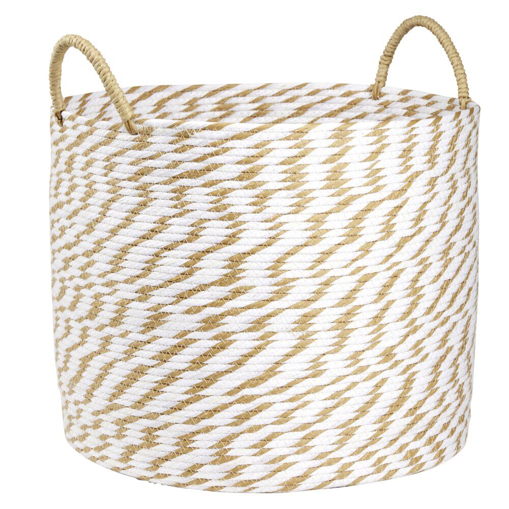 Panière ronde roseau et papier naturel blanc Ø42xH35cm