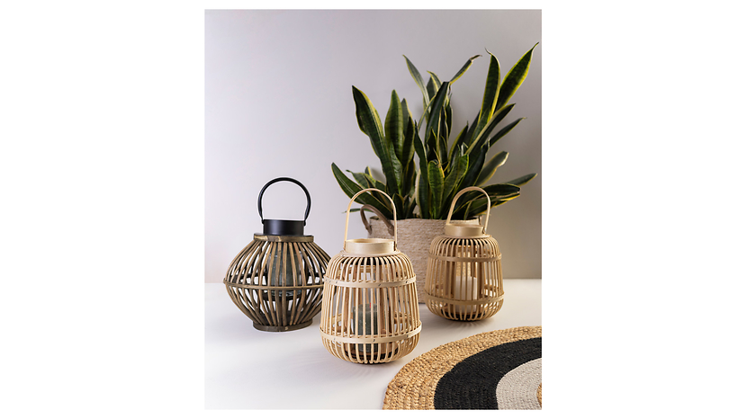 Lampion rattanowy 25 cm brązowy