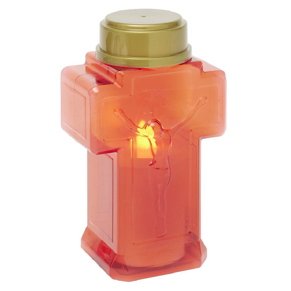 Bougie funéraire forme croix Ø10xH15cm rouge