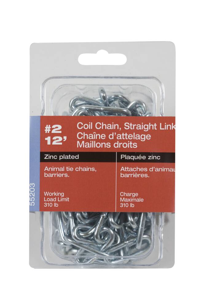 Ben-Mor Coil Chain, Straight Link, Guard Chain Application, Zinc-Plated, 12-ft