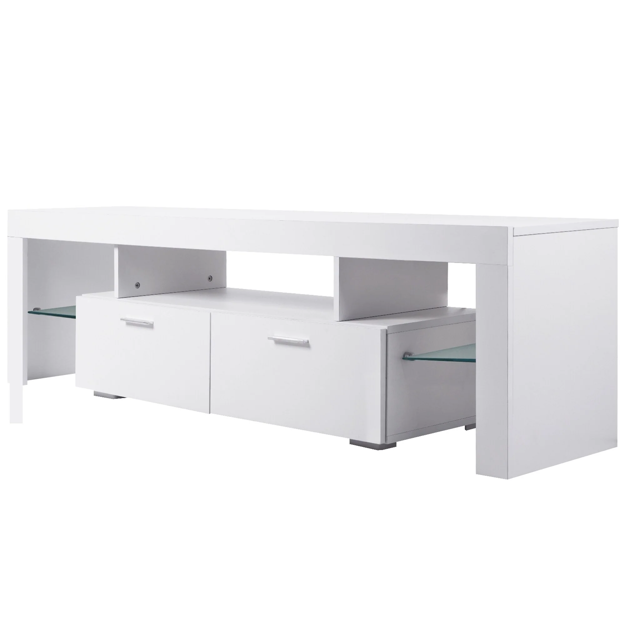 White 62.99 Gaming LED TV Stand with Drawer and Shelf for TVs Up to 75