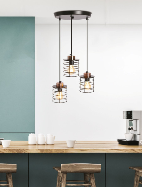 Lampa wisząca czarna GLOB 3xE27x40W wym: 100x37x37 cm Candellux