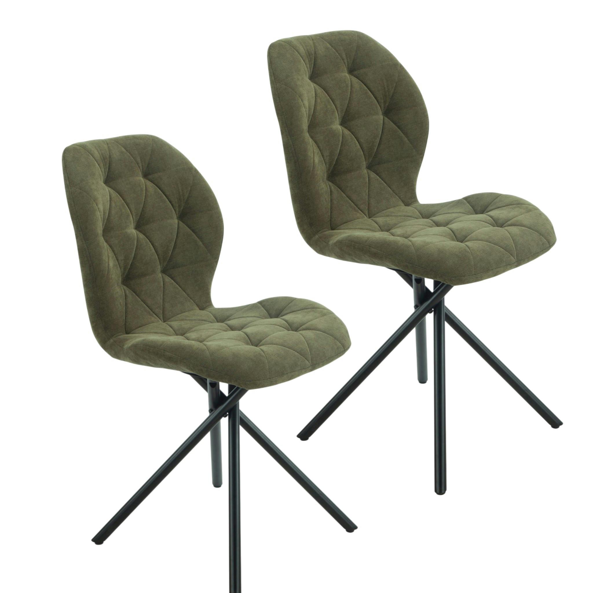 Chaise salle à manger verte à pieds croisés (x2) LUGANO