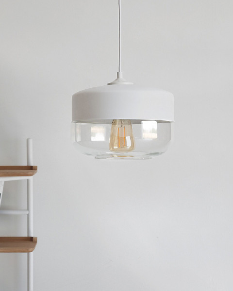 Lampa sufitowa wisząca klosz szkło biała