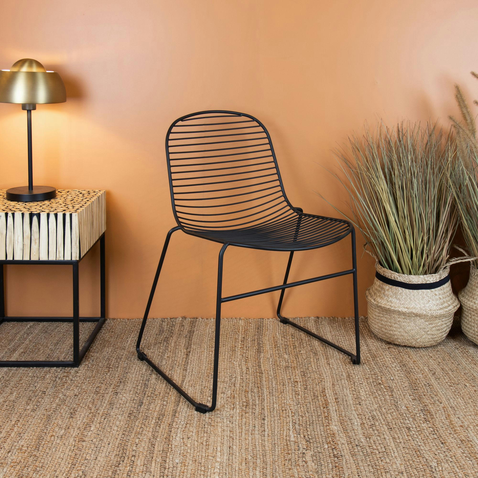 MONTAUK - Lot de 2 chaises empilables en métal noir