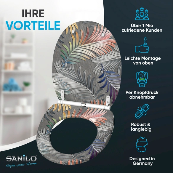 WC-Sitz »Farn«, mit Schnellverschluss Farn, Grau, Oval