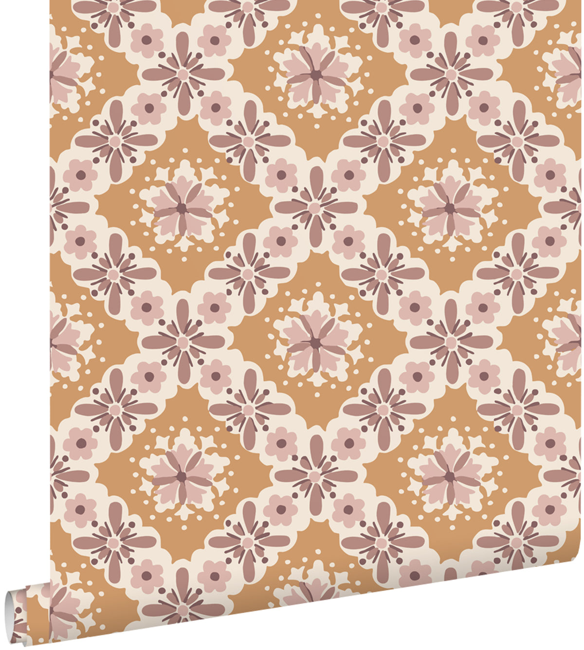 ESTAhome behang vintage bloemen oranje en paars - 50 x 900 cm - 131502