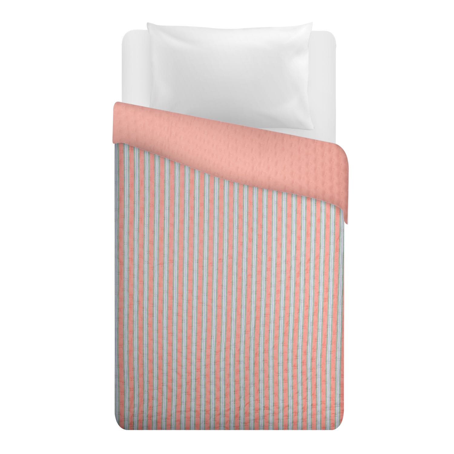 Trapuntino singolo microfibra double face righe rosa