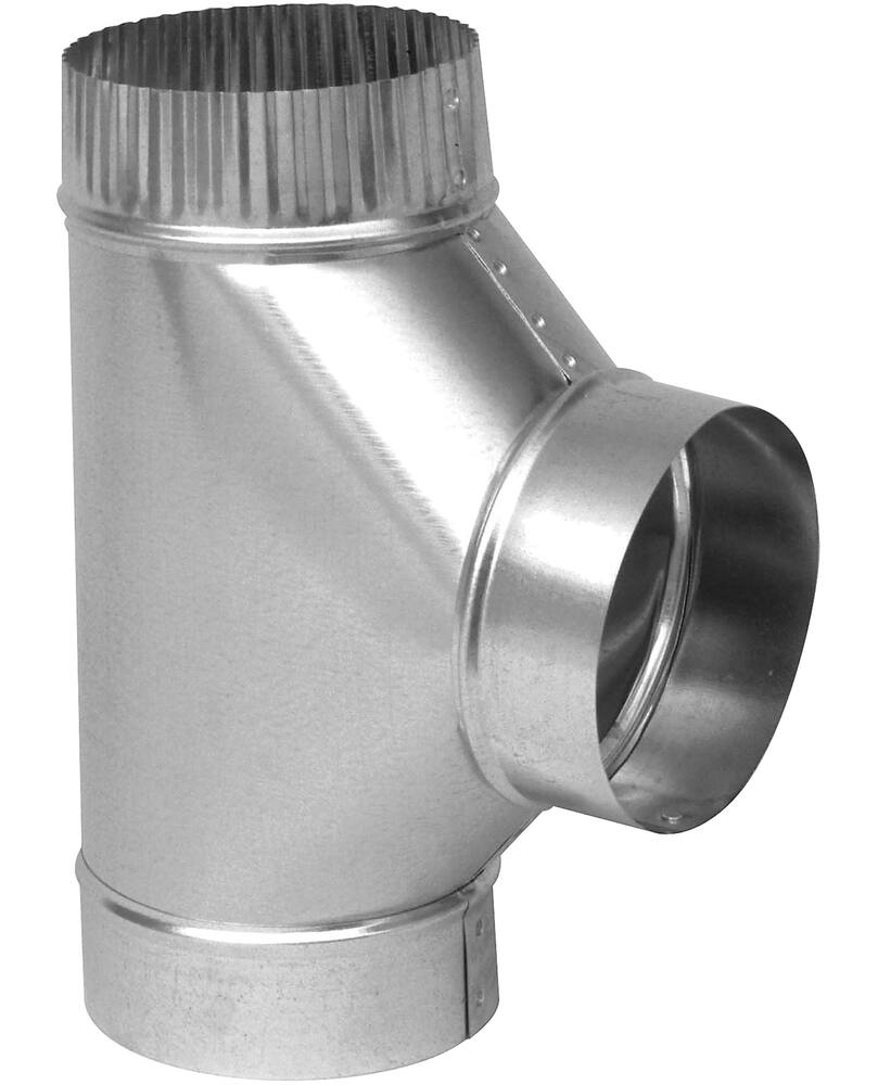 Imperial 30 Gauge Full Flow Tee, 90-Degree Branch For Heating/Cooling Venting Applications, Galvanized Steel, 5-in