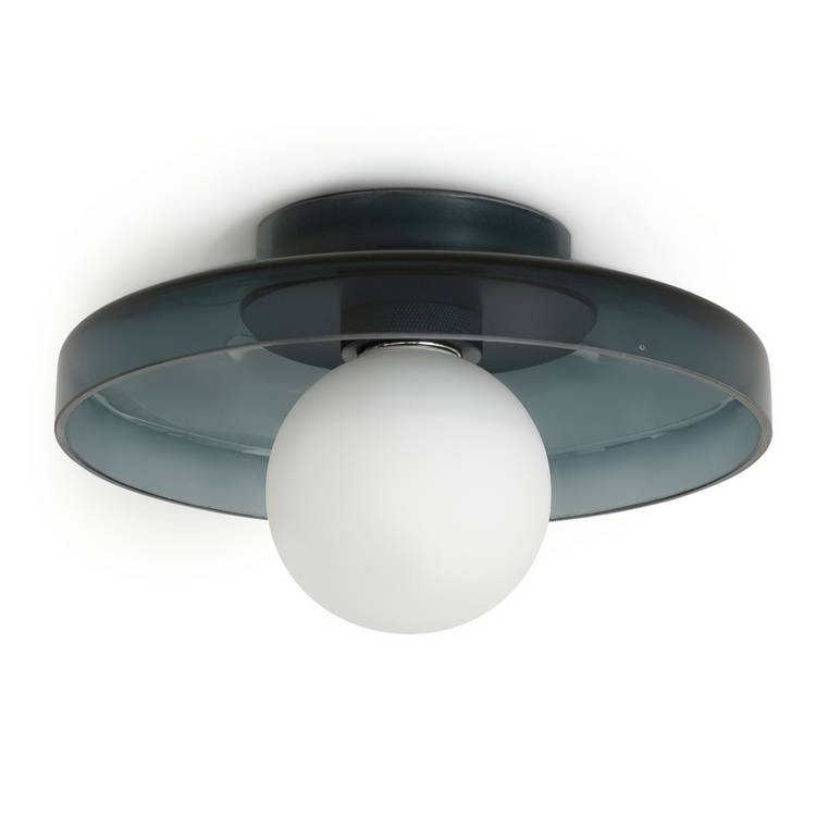 Habitat Jonna Bathroom Flush Ceiling Light -Dark Blue &Glass