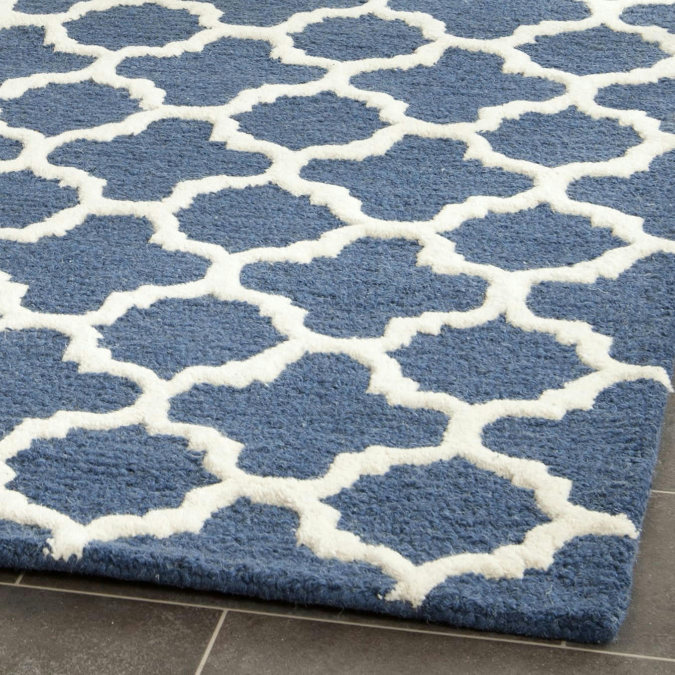 CAMBRIDGE - Tapis de salon interieur en bleu marine & ivoire, 152 x 244 cm